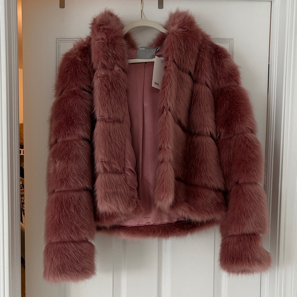 ASOS Faux Fur Jacket in Dusty Pink